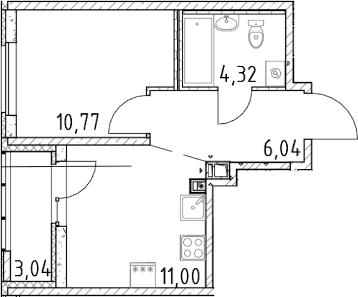 1-комнатная квартира 32.13 м², 8/17 эт., ЖК «Город Первых»